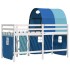 Cama alta para niños con túnel madera pino azul 90x200