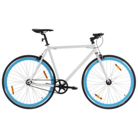Bicicleta de piñón fijo blanco y azul 700c 59