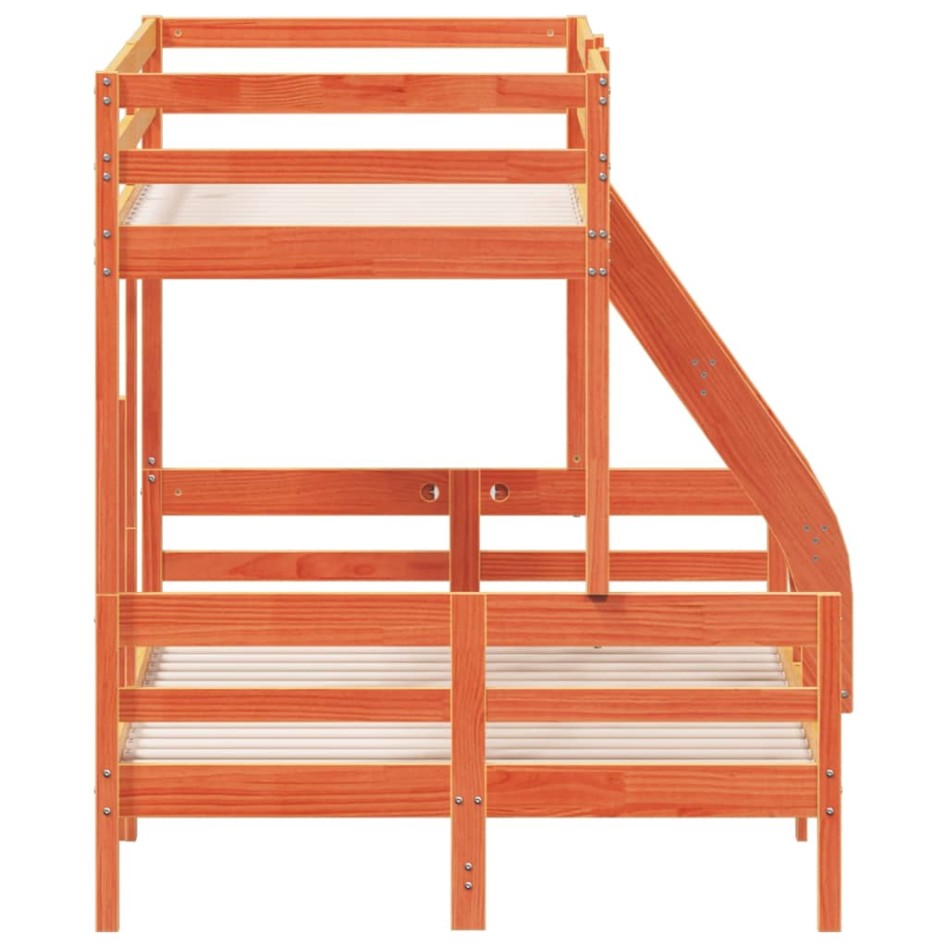 Litera de madera maciza de pino marrón cera 80x200/120x200