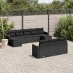Set de sofás de jardín 10 pzas cojines ratán sintético negro