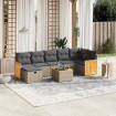 Set de sofás de jardín 8 pzas y cojines ratán sintético gris