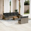 Set de sofás de jardín 10 pzas con cojines ratán sintético gris