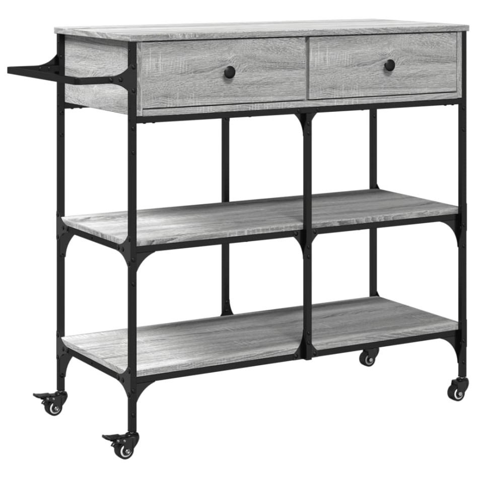 Carrito de cocina madera ingeniería gris Sonoma 105x42x95