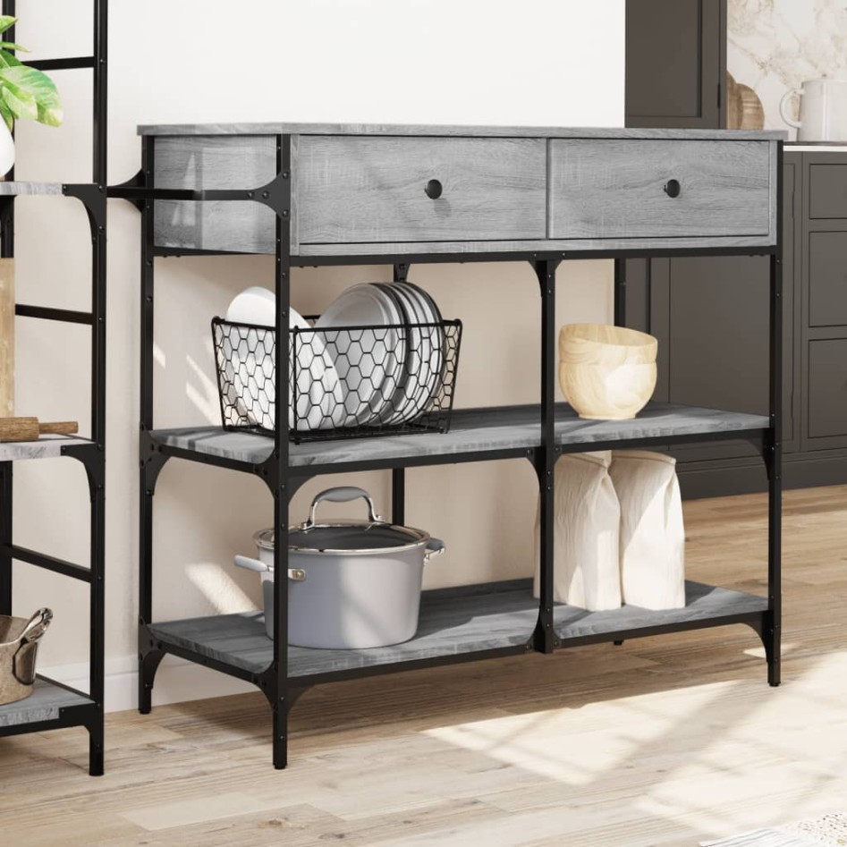 Carrito de cocina madera ingeniería gris Sonoma 105x42x95