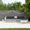 Set muebles jardín 5 pzas con cojines madera maciza pino blanco