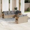 Set sofás de jardín 7 piezas y cojines ratán sintético beige