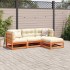 Set de sofás jardín 4 pzas con cojines madera pino marrón