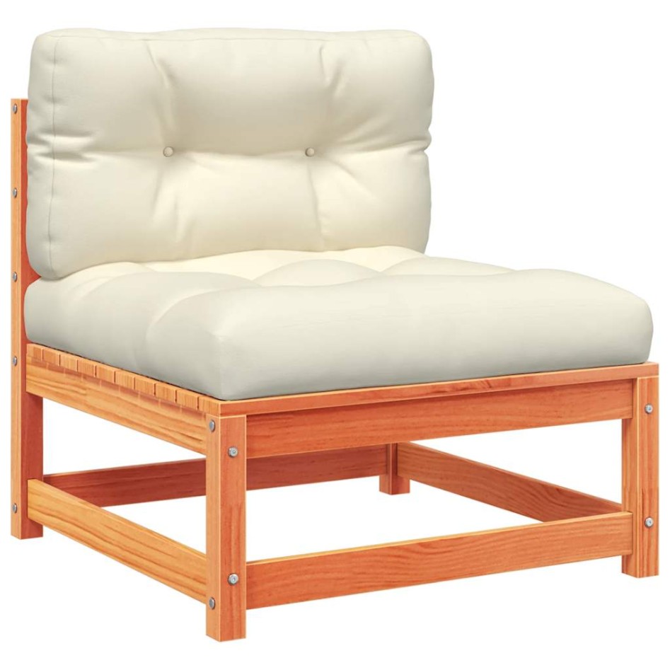 Set de sofás jardín 4 pzas con cojines madera pino marrón