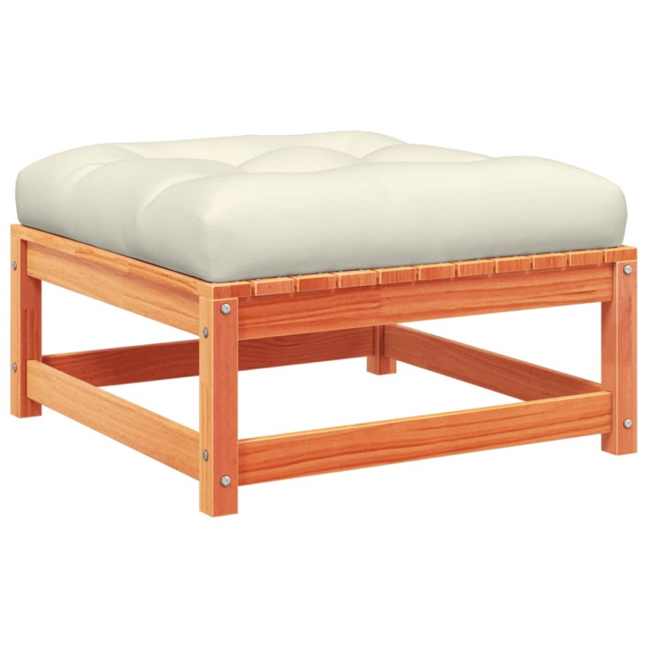 Set de sofás jardín 4 pzas con cojines madera pino marrón