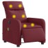 Sillón de masaje reclinable eléctrico tela rojo