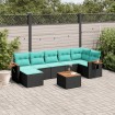 Set de sofás de jardín 8 pzas con cojines ratán sintético negro