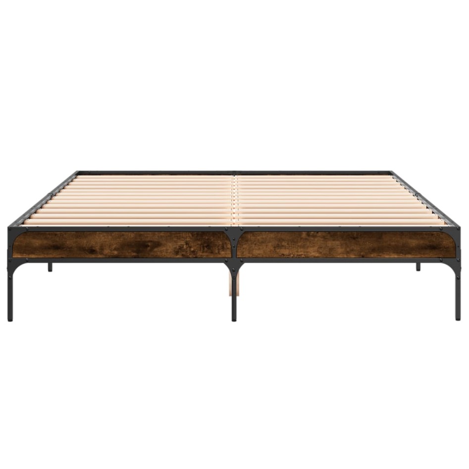 Estructura cama madera ingeniería metal roble ahumado