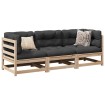 Set de sofás de jardín 3 pzas con cojines madera maciza de pino