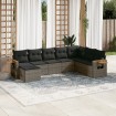 Set de sofás de jardín 8 pzas y cojines ratán sintético gris