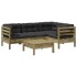 Set de sofás jardín 5 pzas con cojines madera pino