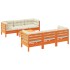 Set de sofás jardín 7 pzas con cojines madera pino marrón