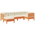Set de sofás jardín 6 pzas con cojines madera pino marrón