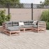 Set de sofás jardín 6 pzas con cojines madera abeto