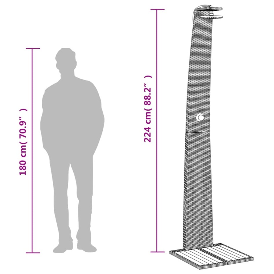 Ducha de exterior ratán PE y madera acacia beige 55x60x224