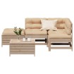 Juego de muebles de jardín 5 pzas y cojines madera maciza pino