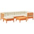 Set de sofás jardín 7 pzas con cojines madera pino marrón