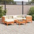 Set de sofás jardín 7 pzas con cojines madera pino marrón