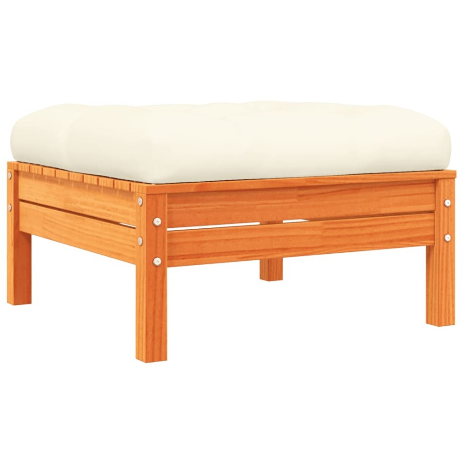 Set de sofás jardín 7 pzas con cojines madera pino marrón