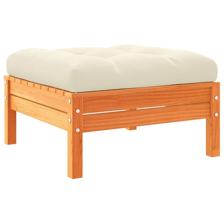 Set de sofás jardín 7 pzas con cojines madera pino marrón
