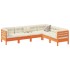 Set de sofás jardín 6 pzas con cojines madera pino marrón