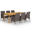 Juego de comedor para jardín 7 piezas con cojines marrón