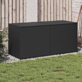 Caja de almacenaje de jardín ratán sintético negro 283