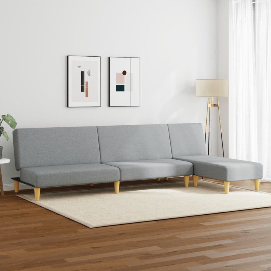 Juego de sofás 2 piezas tela gris