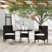 Set de bistró de jardín 3 pzas ratán PE vidrio templado negro