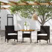 Set de bistró jardín 3 pzas ratán sintético madera maciza negro