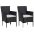 Set comedor jardín 3 pzas ratán sintético madera maciza