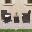 Set de bistró de jardín 3 pzas ratán PE vidrio templado marrón