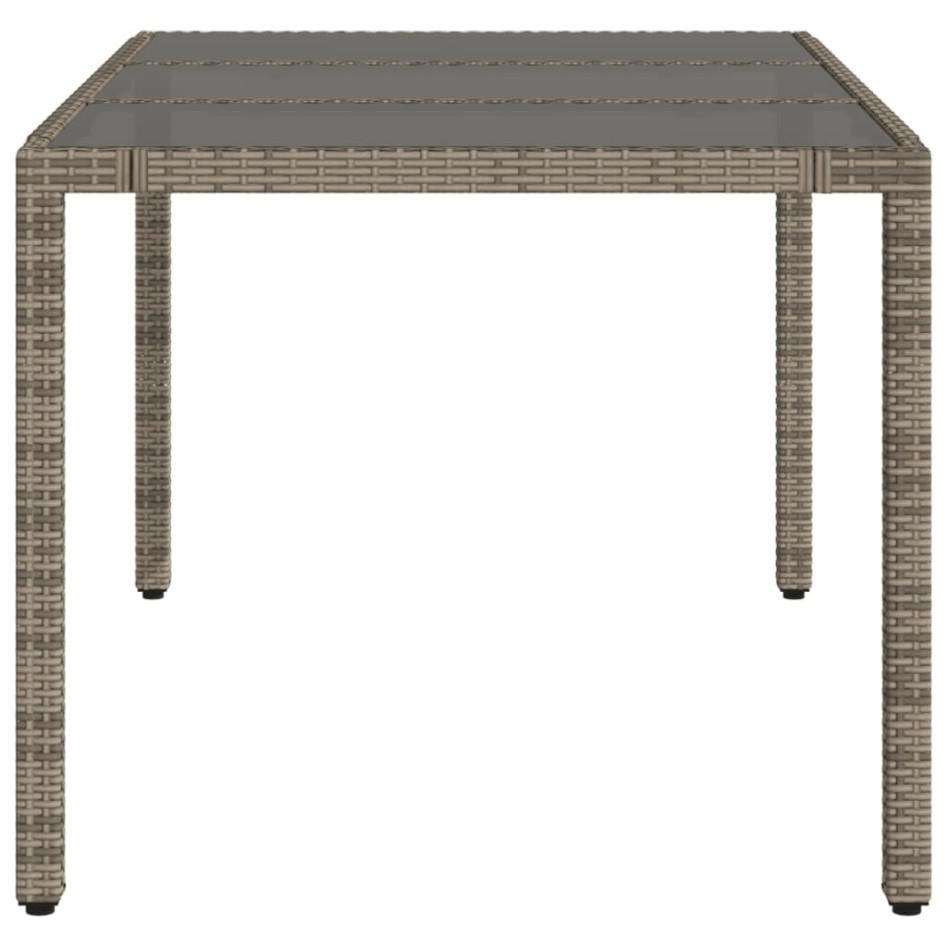 Mesa de jardín superficie de vidrio ratán PE gris 150x90x75