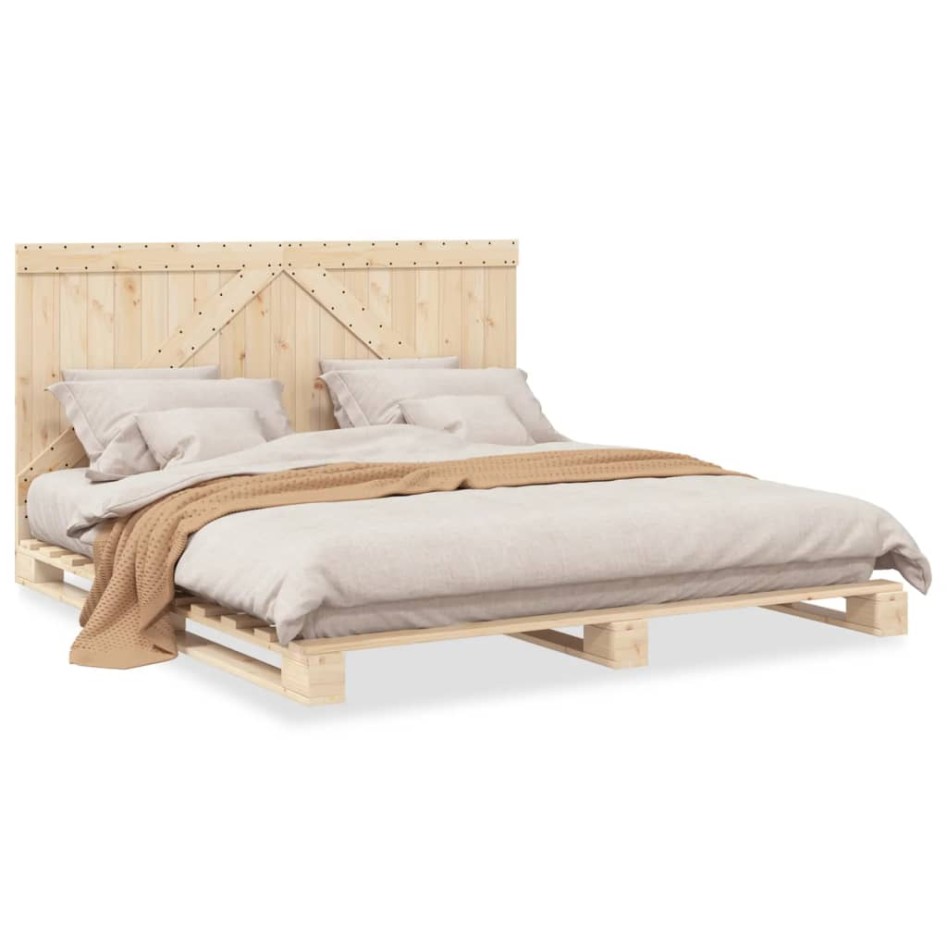 Estructura de cama con cabecero madera maciza de pino