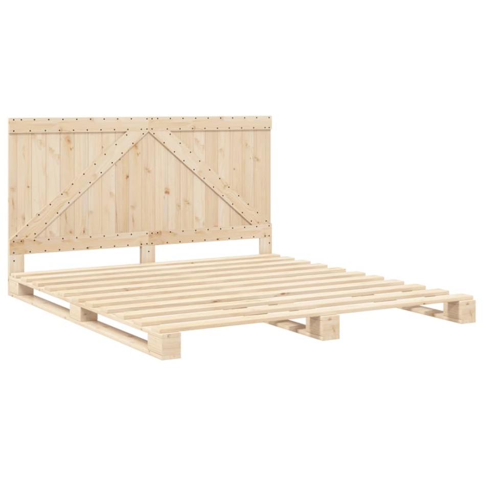 Estructura de cama con cabecero madera maciza de pino