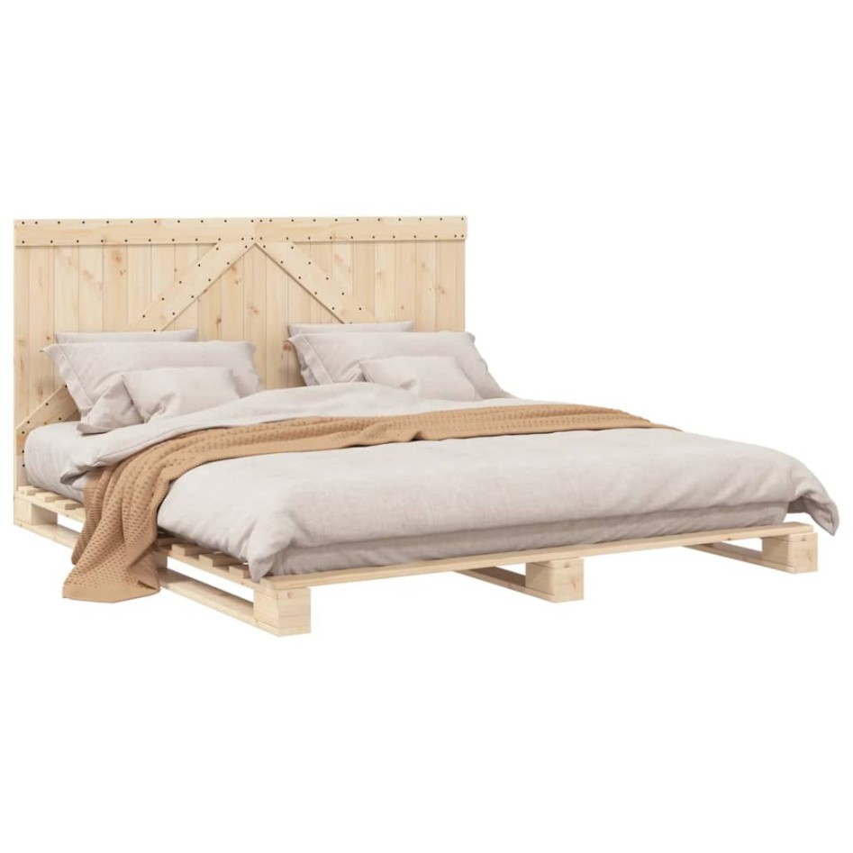 Estructura de cama con cabecero madera maciza de pino