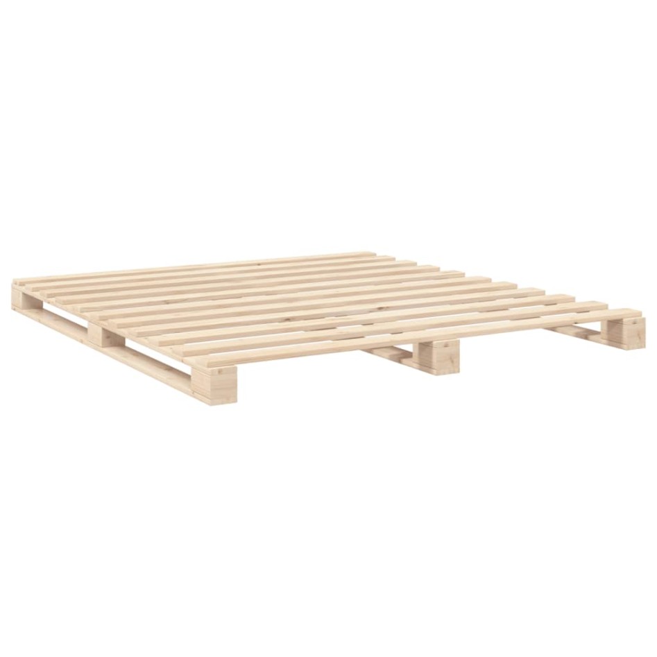 Estructura de cama con cabecero madera maciza de pino