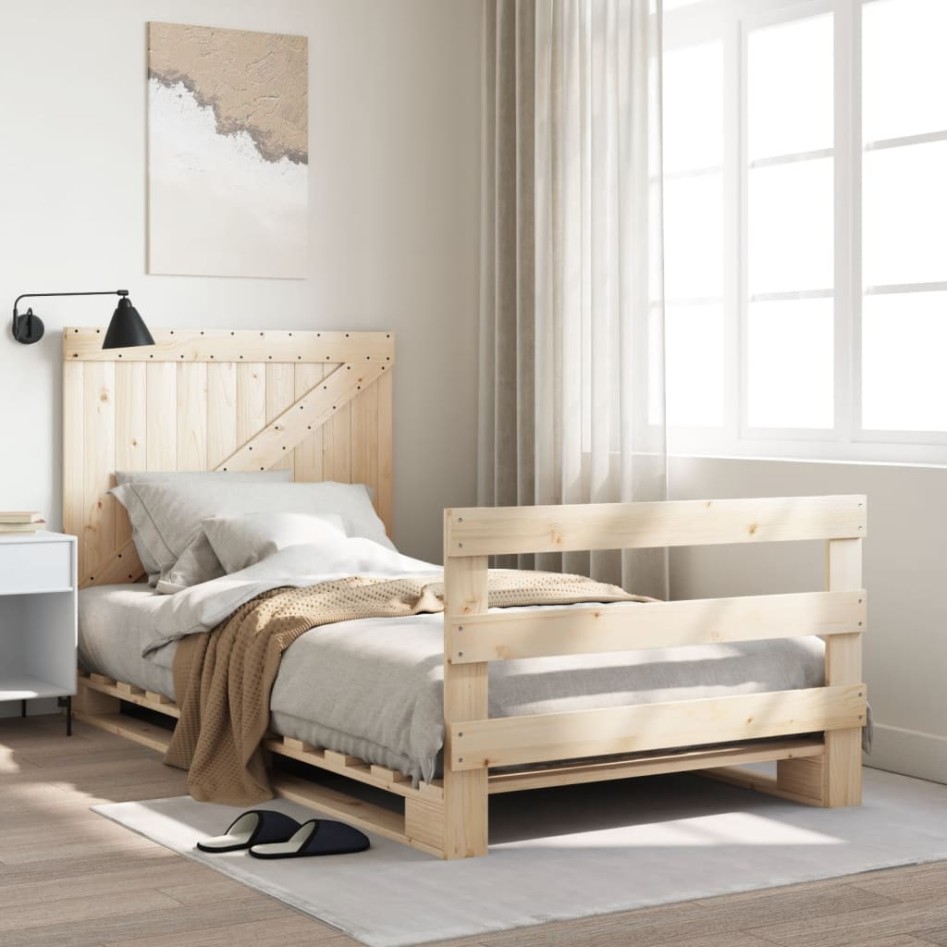 Estructura de cama con cabecero madera maciza pino 100x200