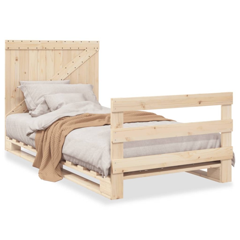 Estructura de cama con cabecero madera maciza pino 100x200