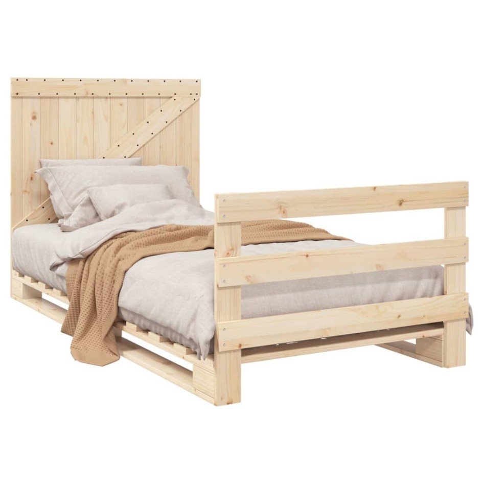 Estructura de cama con cabecero madera maciza pino 100x200