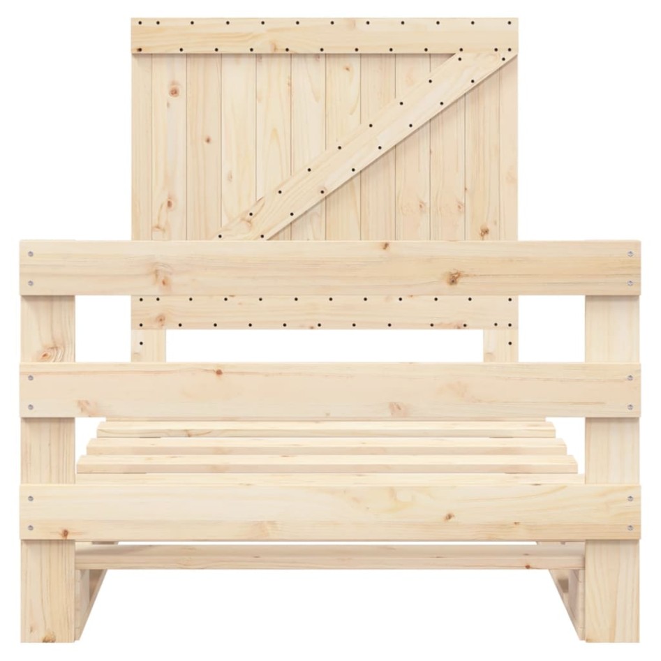 Estructura de cama con cabecero madera maciza pino 100x200