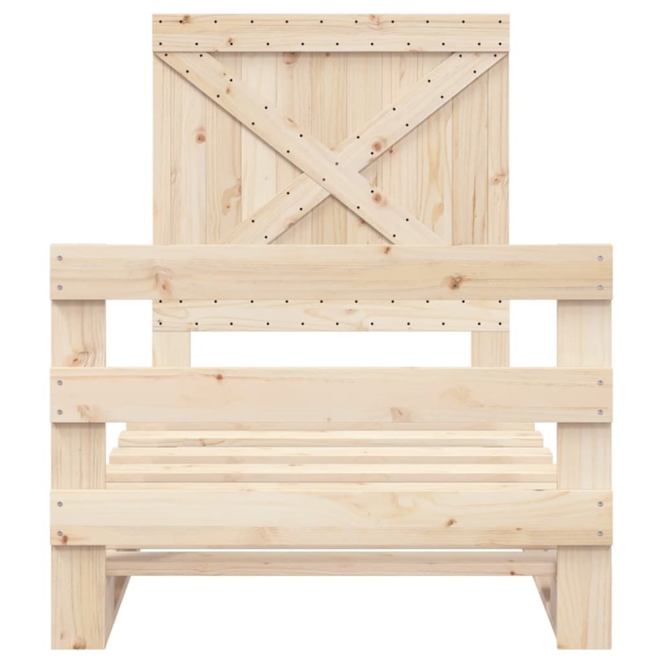 Estructura de cama con cabecero madera maciza de pino 90x200