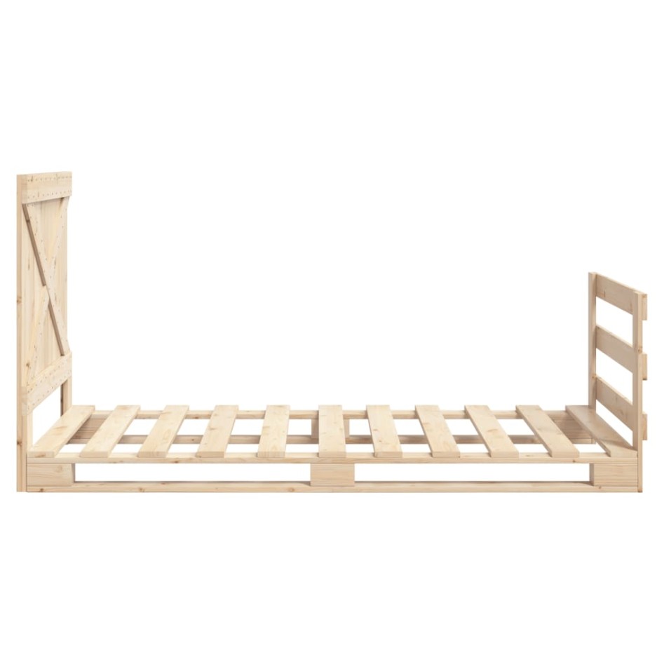Estructura de cama con cabecero madera maciza de pino 90x200