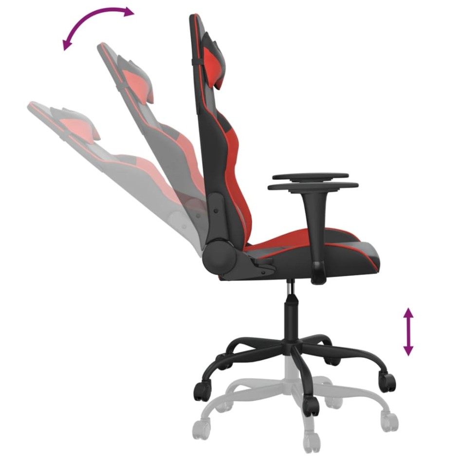 Silla gaming de masaje cuero sintético negro y