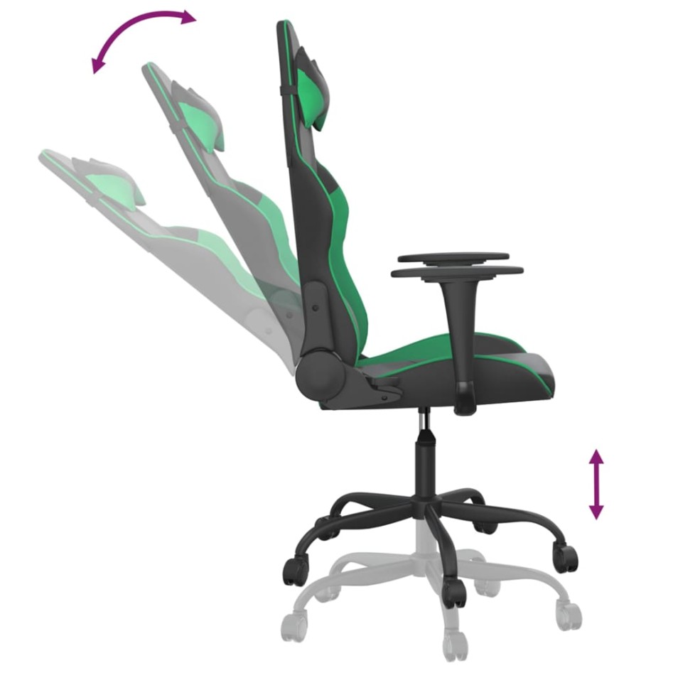 Silla gaming de masaje cuero sintético negro y