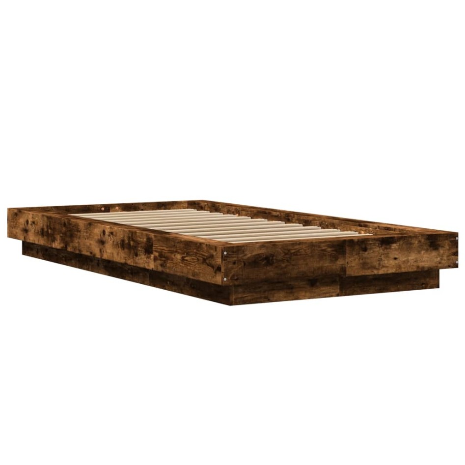 Estructura de cama madera de ingeniería roble humo 100x200